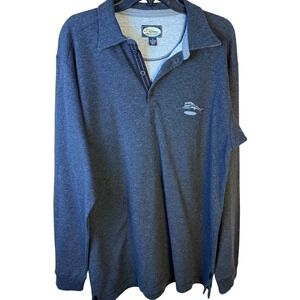 Tommy Bahama Mens Long Sleeve Polo Shirt Charcoal Gray‎ Marlin Relax Size M